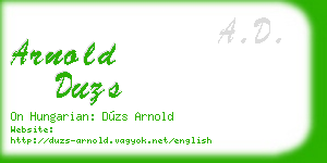 arnold duzs business card